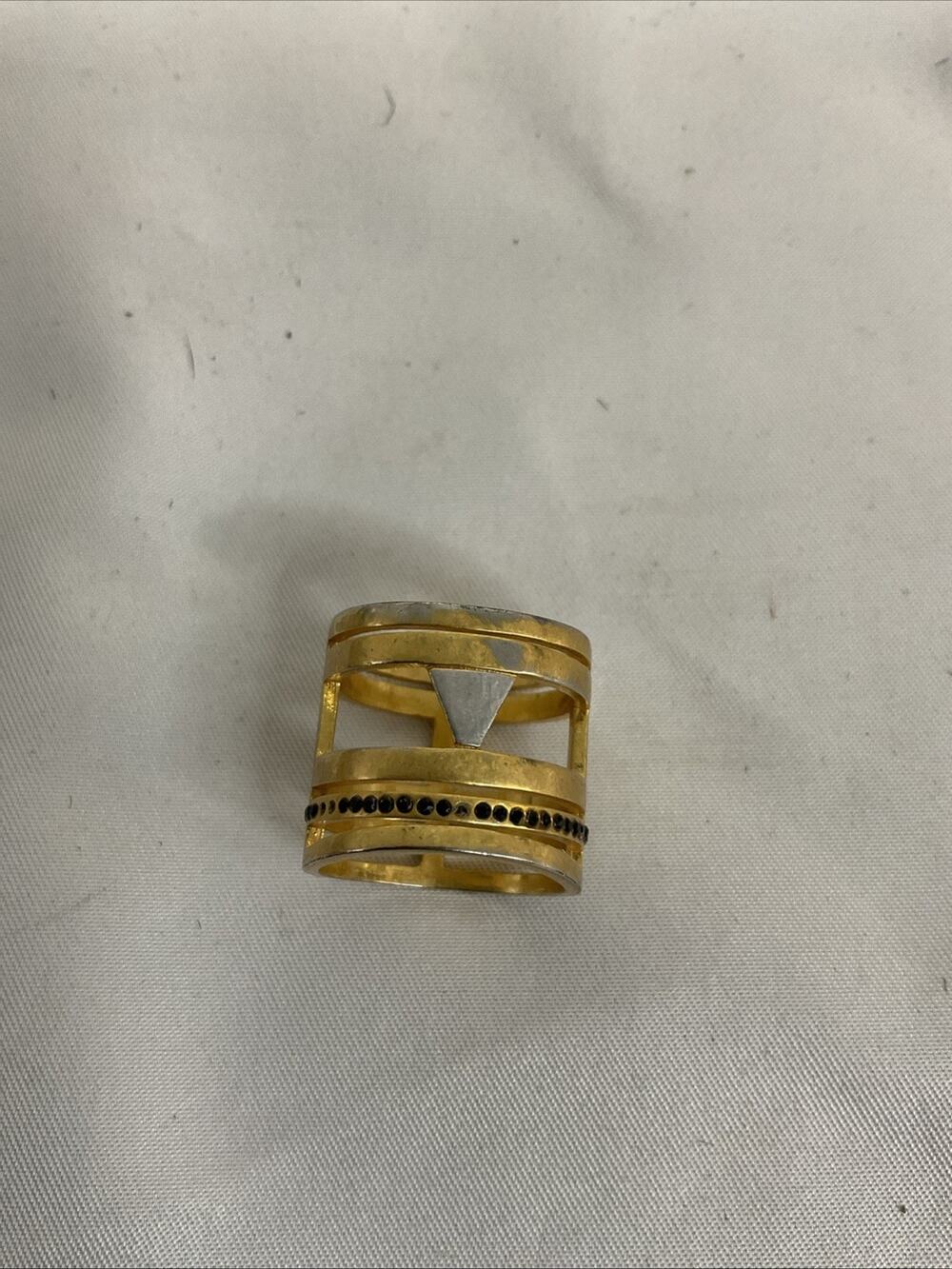VTG VINTAGE MADEWELL GOLD TONE WIDE BAND RING SZ 6